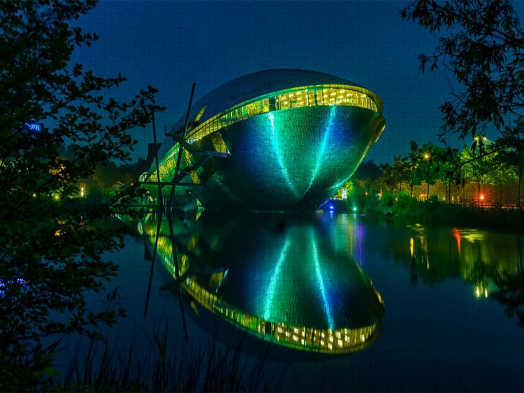 Produktbild: CALVENDO Puzzle Universum Bremen zur blauen Stunde | 1000 Teile Lege-Gr&ouml;&szlig;e 64x48cm Foto-Puzzle f&uuml;r gl&uuml;ckliche Stunden