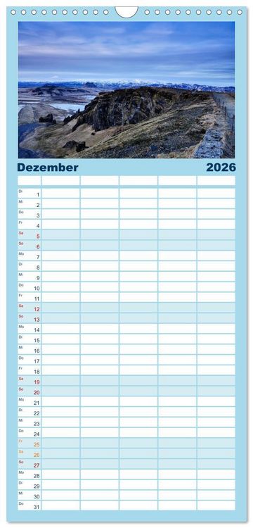 Produktbild: Familienplaner 2026 - Island - faszinierende Landschaften im S&uuml;den mit 5 Spalten (Wandkalender, 21 x 45 cm) CALVENDO