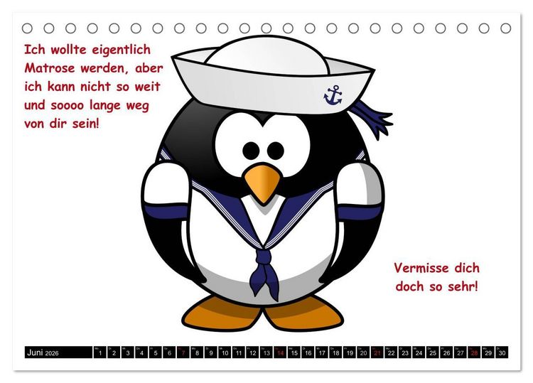 Produktbild: Pinguine im siebten Himmel! (Tischkalender 2026 DIN A5 quer), CALVENDO Monatskalender