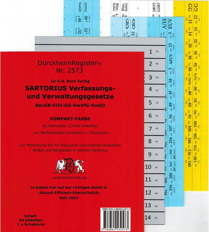 Produktbild: D&uuml;rckheimRegister&reg; SARTORIUS KOMPAKT Gesetze und &sect;&sect;