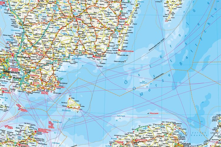 Reise Know-How Landkarte Ostsee (1:1.300.000) mit Stadtplänen Danzig, Helsinki, Kopenhagen, Riga, St. Petersburg, Stockholm, Tallinn