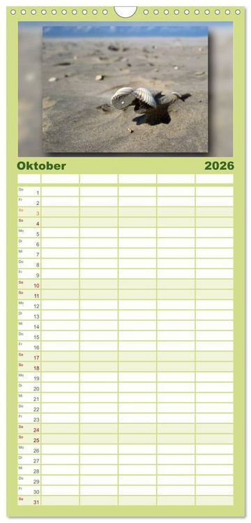 Produktbild: Familienplaner 2026 - Baltrum - Ein Tag am Strand mit 5 Spalten (Wandkalender, 21 x 45 cm) CALVENDO