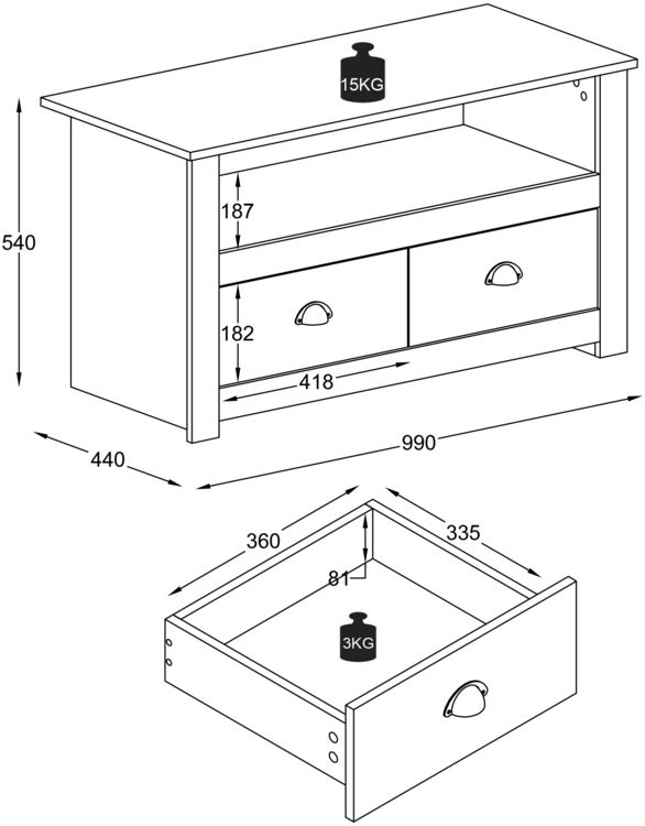 Produktbild: Holz TV Lowboard M&ouml;bel Fernsehschrank Balusa