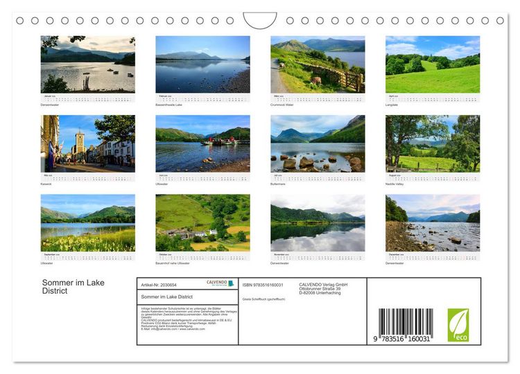 Produktbild: Sommer im Lake District (Wandkalender 2026 DIN A4 quer), CALVENDO Monatskalender