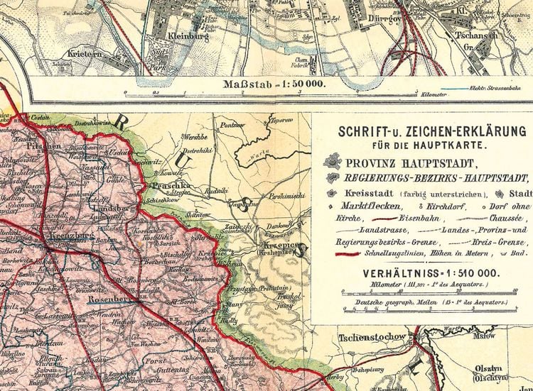 Produktbild: Historische Karte: Provinz SCHLESIEN im Deutschen Reich - um 1910 [gerollt]