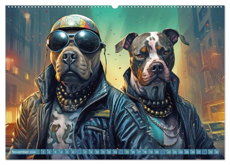 Produktbild: Gangsterhunde - KI-Bilder (Wandkalender 2026 DIN A2 quer), CALVENDO Monatskalender