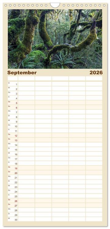Produktbild: Familienplaner 2026 - Neuseeland - Traumlandschaften aus einem Naturparadies mit 5 Spalten (Wandkalender, 21 x 45 cm) CALVENDO