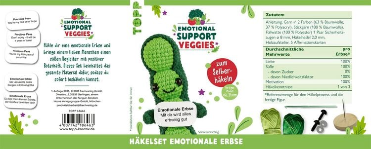 Produktbild: Emotional Support Veggies H&auml;kelset Erbse