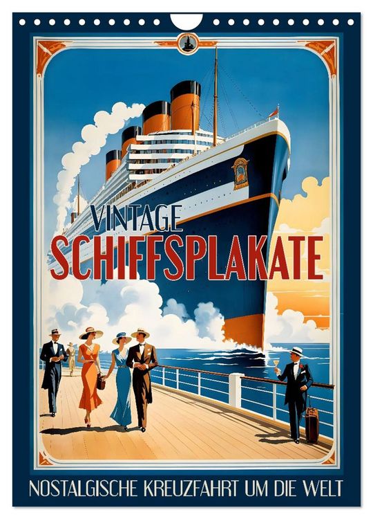 Produktbild: Vintage Schiffsplakate - nostalgische Kreuzfahrt um die Welt (Wandkalender 2026 DIN A4 hoch), CALVENDO Monatskalender
