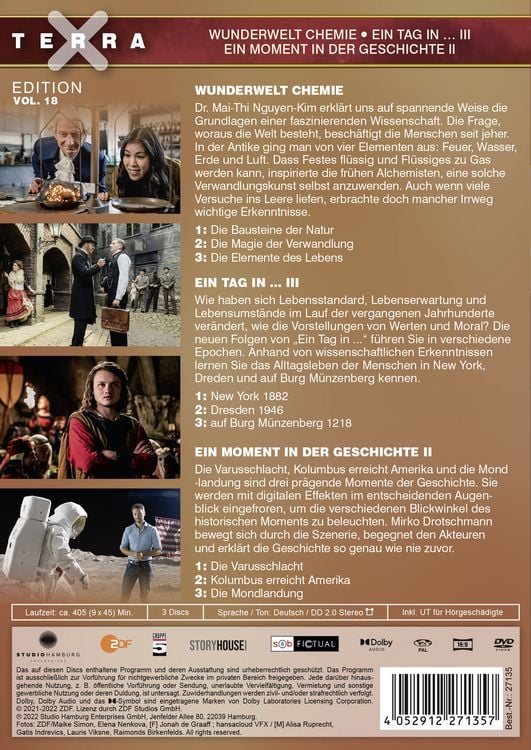 Terra X Edition Vol. 18: Wunderwelt Chemie mit Mai Thi / Ein Tag in … III / Moment in der Geschichte II [3 DVDs]