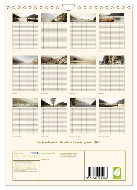 Produktbild: Der Gardasee im Norden - Familienplaner 2026 (Wandkalender 2026 DIN A4 hoch), CALVENDO Monatskalender