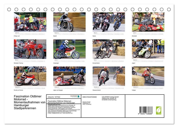 Produktbild: Faszination Oldtimer Motorrad - Momentaufnahmen von Hamburger Stadtparkrennen (Tischkalender 2026 DIN A5 quer), CALVENDO Monatskalender
