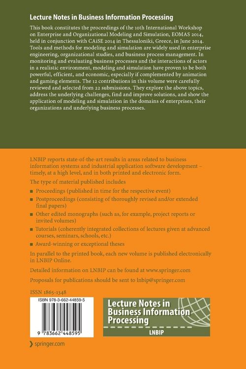 Produktbild: Enterprise and Organizational Modeling and Simulation