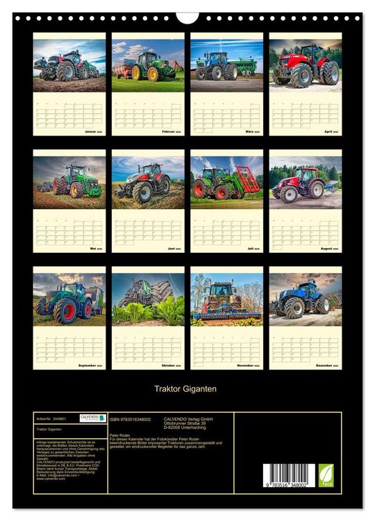 Produktbild: Traktor Giganten (Wandkalender 2026 DIN A3 hoch), CALVENDO Monatskalender