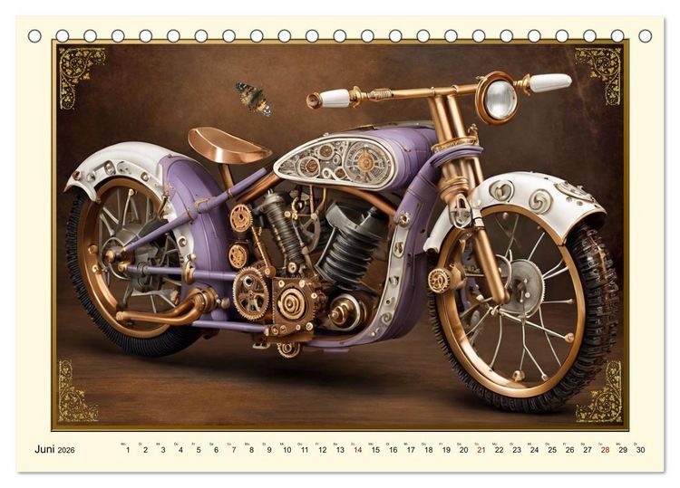 Produktbild: Motorr&auml;der im Steampunk-Style (Tischkalender 2026 DIN A5 quer), CALVENDO Monatskalender