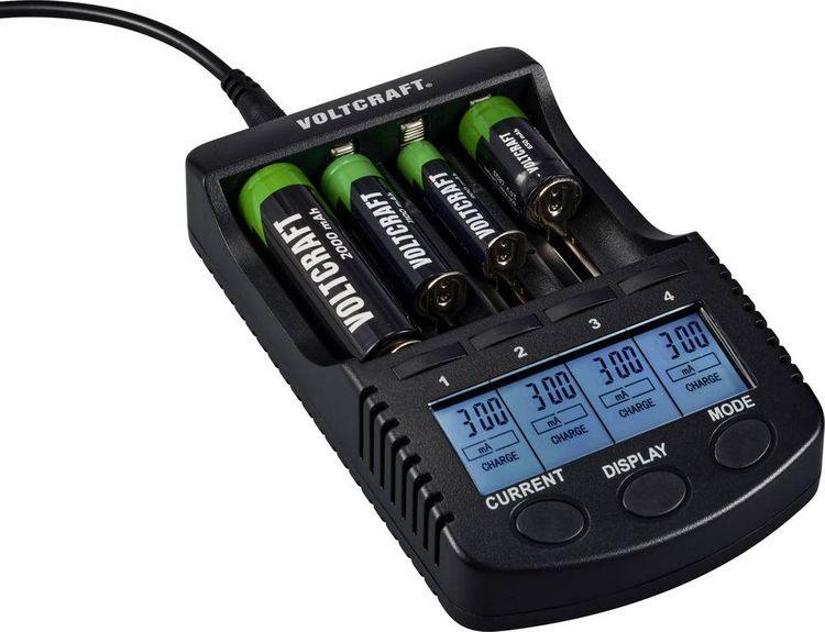 Produktbild: VOLTCRAFT CC-2 Rundzellen-Ladeger&auml;t NiMH, NiCd, LiIon Mignon (AA), Micro (AAA), Baby (C), Sub-C, 26650, 26500, 18650, 17670