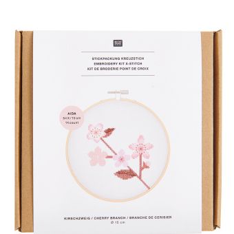 Produktbild: Stickpackung Kirschzweig, Bild &Oslash; 15 cm, gez&auml;hlter Kreuzstich