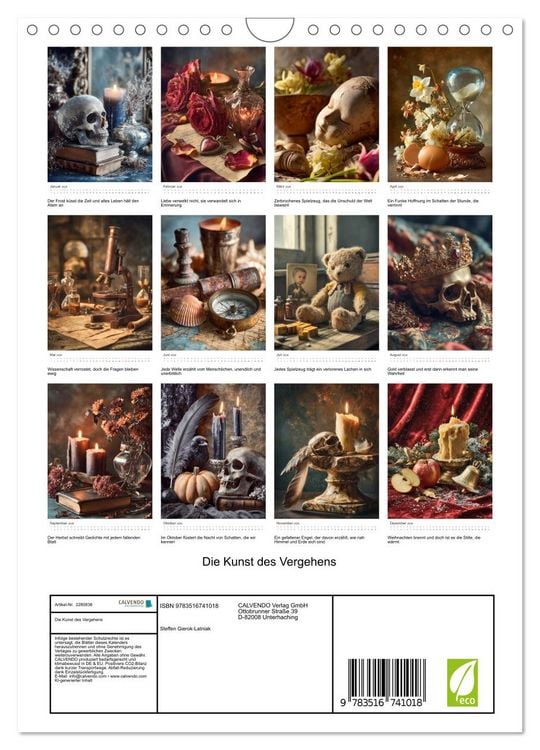 Produktbild: Die Kunst des Vergehens (Wandkalender 2026 DIN A4 hoch), CALVENDO Monatskalender