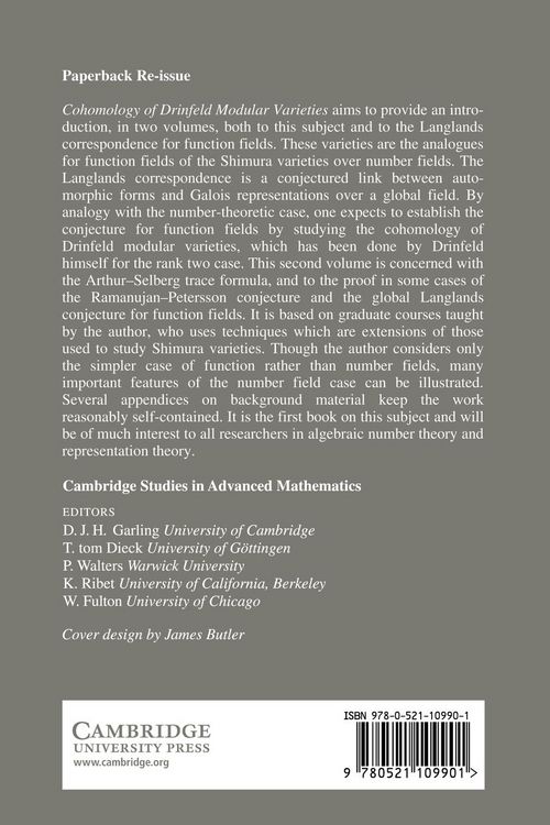 Produktbild: Cohomology of Drinfeld Modular Varieties, Part 2, Automorphic Forms, Trace Formulas and Langlands Correspondence