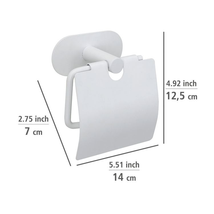 Produktbild: Turbo-Loc&reg; Toilettenpapierhalter mit Deckel Mod. Orea White matt, aus rostfreiem Edelstahl
