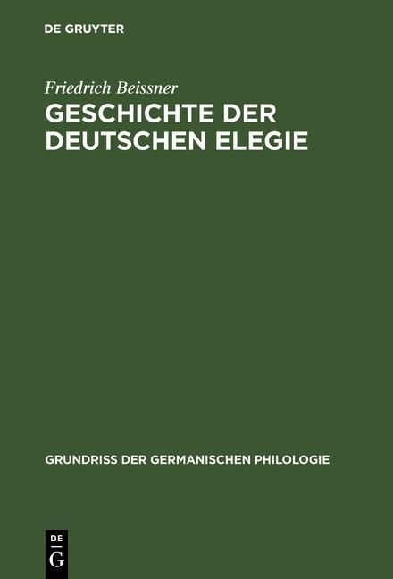 Produktbild: Geschichte der deutschen Elegie