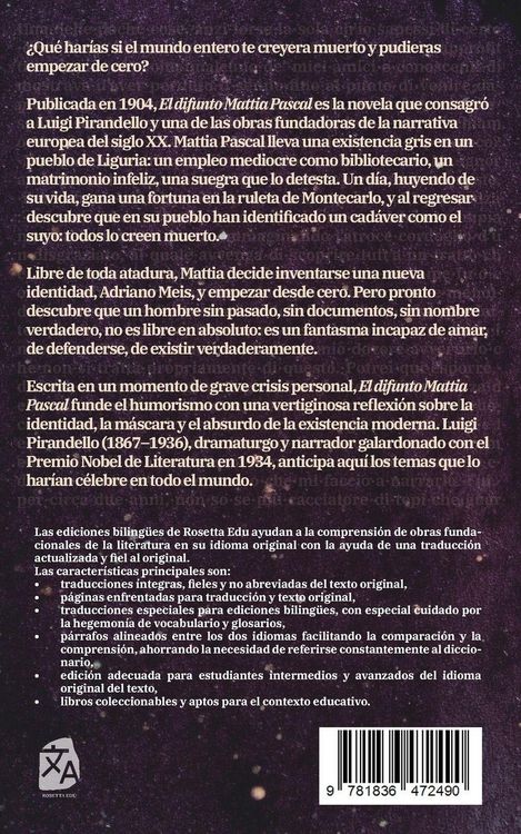 Produktbild: El difunto Mattia Pascal - Il fu Mattia Pascal