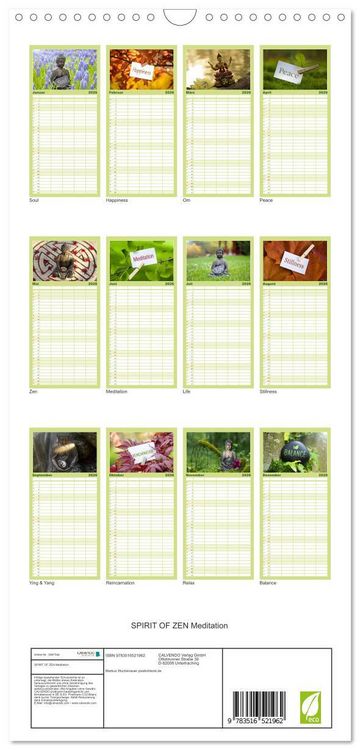 Produktbild: Familienplaner 2026 - SPIRIT OF ZEN Meditation mit 5 Spalten (Wandkalender, 21 x 45 cm) CALVENDO