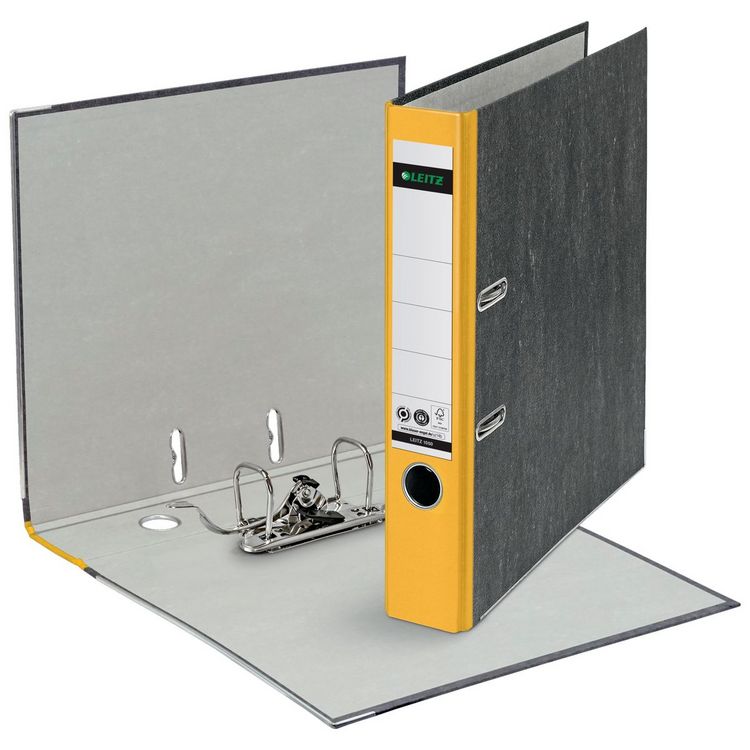 Produktbild: LEITZ Standardordner 180&deg; wolkenmarmor/gelb DIN A4 R&uuml;ckenbreite 5cm