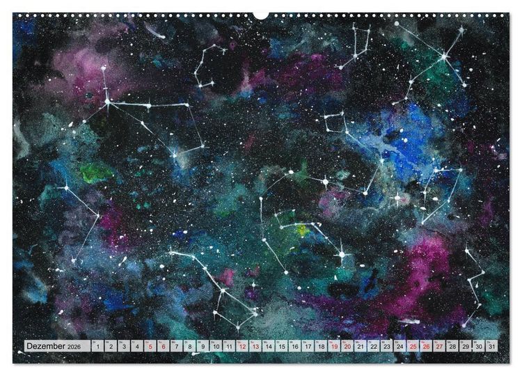 Produktbild: Gemaltes Weltall (Wandkalender 2026 DIN A2 quer), CALVENDO Monatskalender