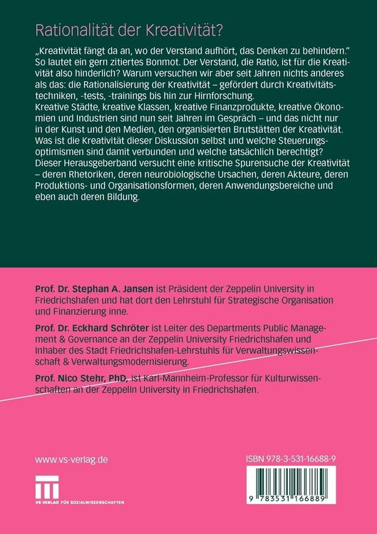 Produktbild: Rationalit&auml;t der Kreativit&auml;t?