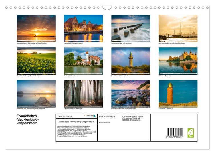 Produktbild: Traumhaftes Mecklenburg-Vorpommern (Wandkalender 2027 DIN A3 quer), CALVENDO Monatskalender