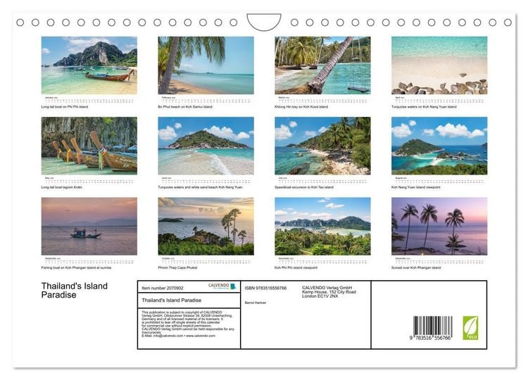 Produktbild: Thailand's Island Paradise (Wall Calendar 2026 DIN A4 landscape), CALVENDO 12 Month Wall Calendar