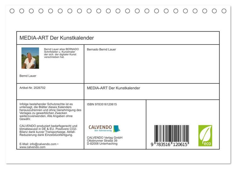 Produktbild: MEDIA-ART Der Kunstkalender (Tischkalender 2026 DIN A5 quer), CALVENDO Monatskalender