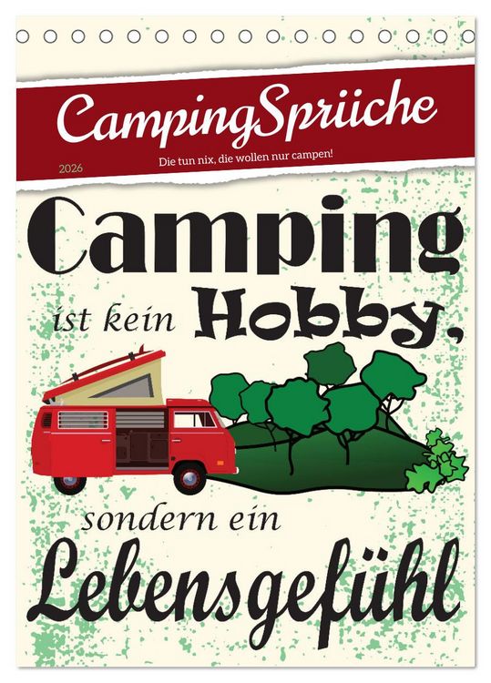 Produktbild: CampingSpr&uuml;che (Tischkalender 2026 DIN A5 hoch), CALVENDO Monatskalender