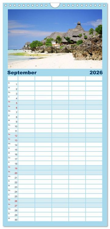 Produktbild: Familienplaner 2026 - Sansibar mit 5 Spalten (Wandkalender, 21 x 45 cm) CALVENDO