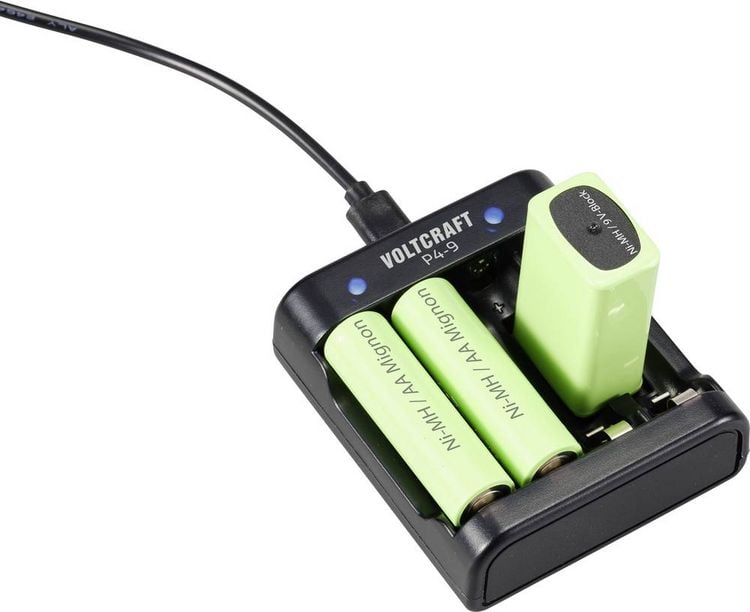 Produktbild: VOLTCRAFT P4-9 Rundzellen-Ladeger&auml;t NiMH Micro (AAA), Mignon (AA), 9V Block