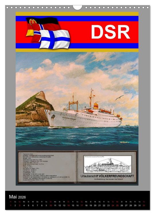 Produktbild: Heimathafen Rostock - Schiffe der Deutschen Seereederei (Wandkalender 2026 DIN A3 hoch), CALVENDO Monatskalender