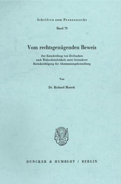 Produktbild: Vom rechtsgen&uuml;genden Beweis.