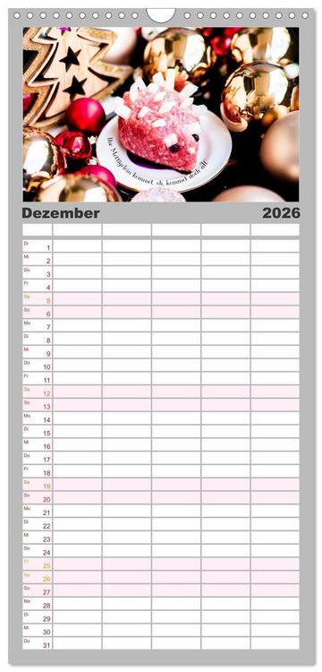 Produktbild: Familienplaner 2026 - Mettkalender - Mettigel Edition mit 5 Spalten (Wandkalender, 21 x 45 cm) CALVENDO