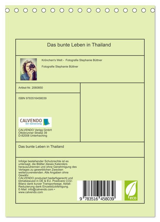 Produktbild: Das bunte Leben in Thailand (Tischkalender 2026 DIN A5 hoch), CALVENDO Monatskalender