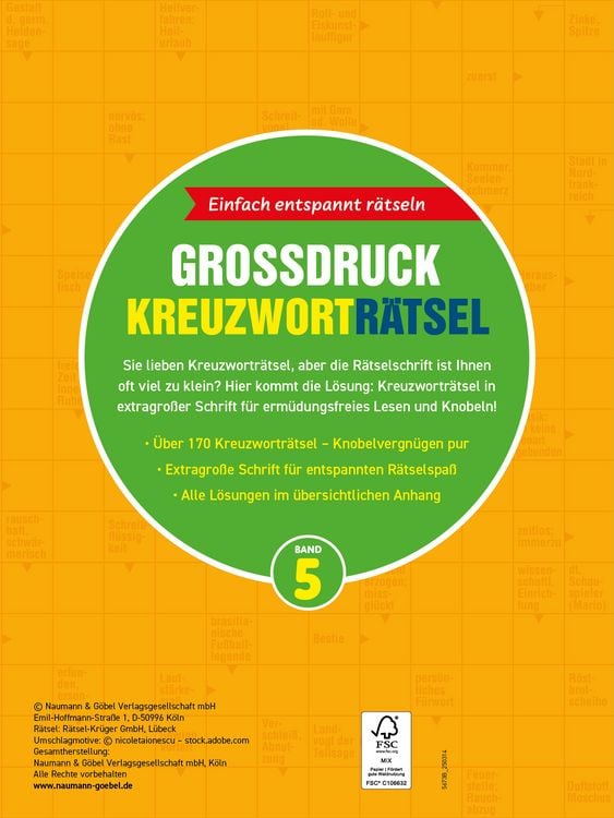 Produktbild: Gro&szlig;druck Kreuzwortr&auml;tsel Band 5 I R&auml;tselbuch f&uuml;r Senioren & Rentner