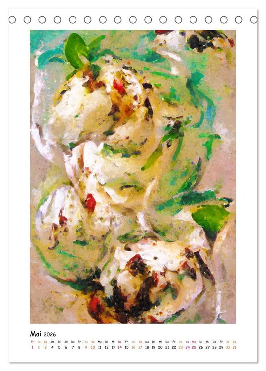 Produktbild: Eisbecher-Tr&auml;ume - Kunstvoll gemalte Eiskreationen in Acryl (Tischkalender 2026 DIN A5 hoch), CALVENDO Monatskalender
