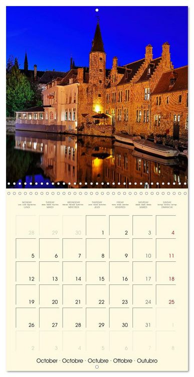 Produktbild: Gand et Bruges au cr&eacute;puscule (Calendrier mural carr&eacute; 2026 30x30 cm) Calendrier double avec une page pour vos prises de notes