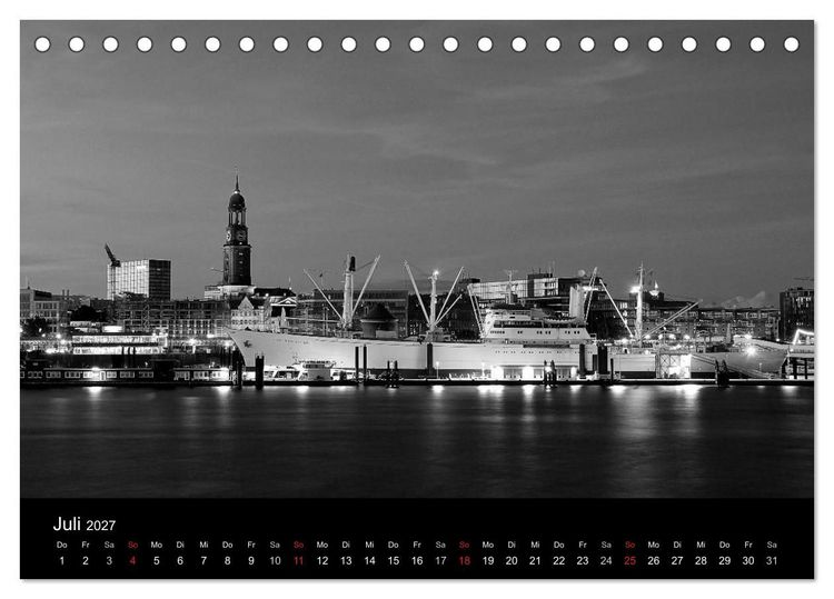 Produktbild: Hamburg monochrome Impressionen (Tischkalender 2027 DIN A5 quer), CALVENDO Monatskalender
