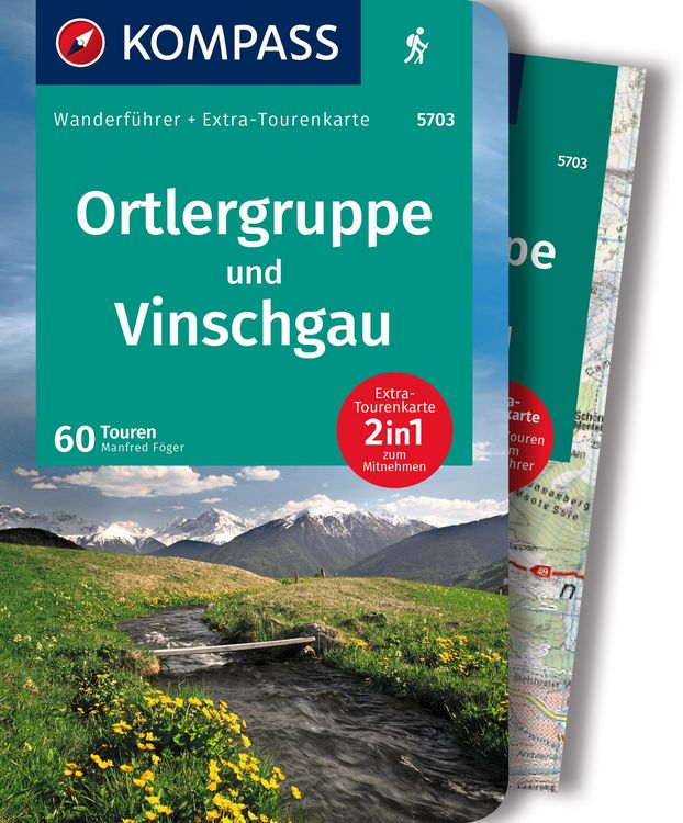 Produktbild: KOMPASS Wanderf&uuml;hrer Ortlergruppe und Vinschgau, 60 Touren mit Extra-Tourenkarte