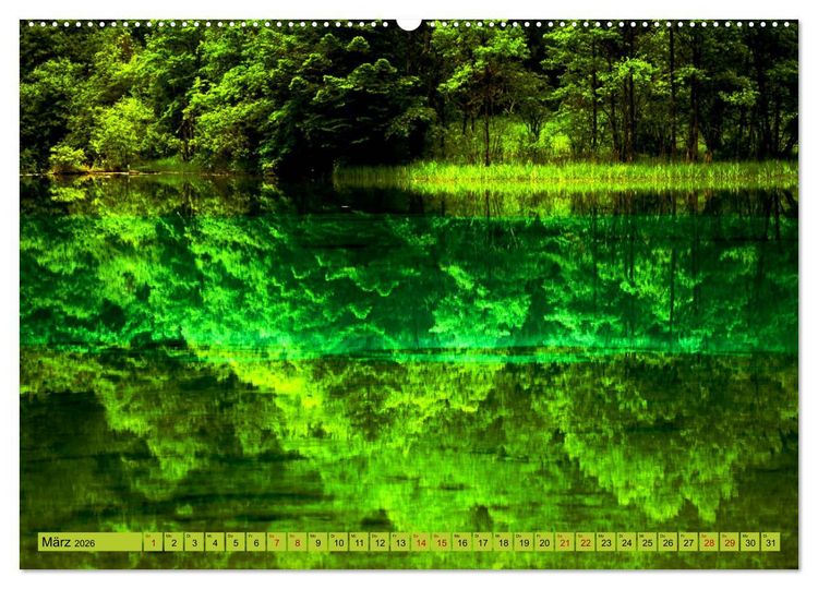 Produktbild: Die magischen Gew&auml;sser von Jiuzhaigou und Huanglong (hochwertiger Premium Wandkalender 2026 DIN A2 quer), Kunstdruck in Hochglanz