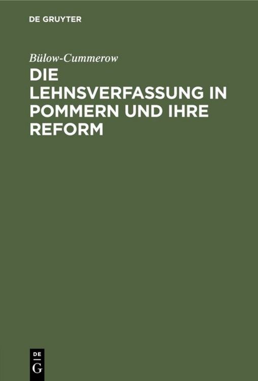 Produktbild: Die Lehnsverfassung in Pommern und ihre Reform