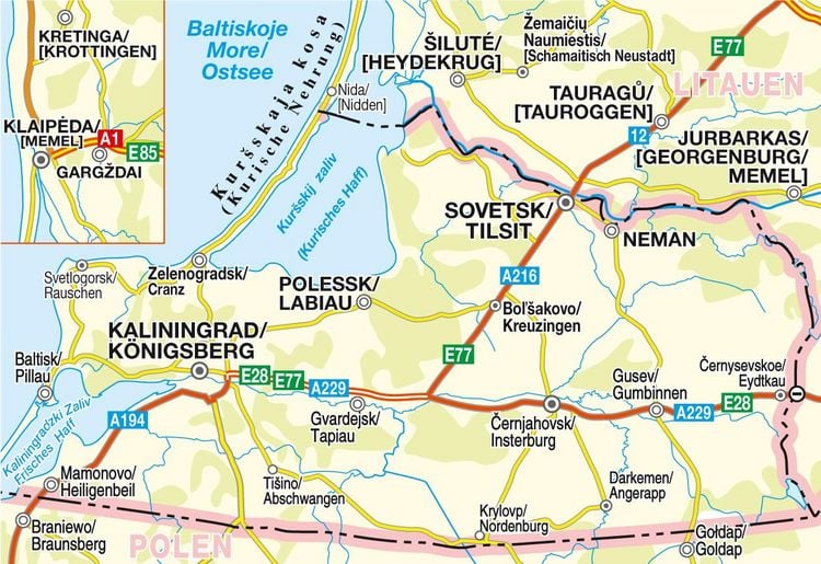 Produktbild: H&ouml;fer Stra&szlig;enkarte RS 001 N&ouml;rdliches Ostpreussen (mit Memelland) 1:200.000