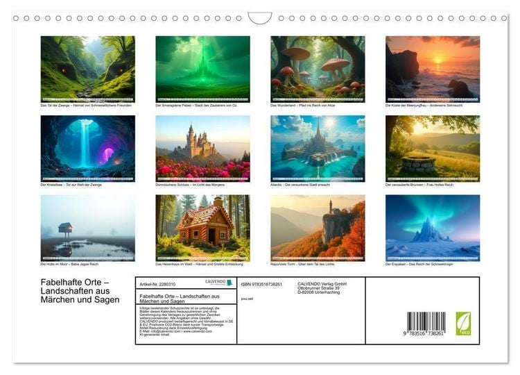 Produktbild: Fabelhafte Orte &ndash; Landschaften aus M&auml;rchen und Sagen (Wandkalender 2026 DIN A3 quer), CALVENDO Monatskalender