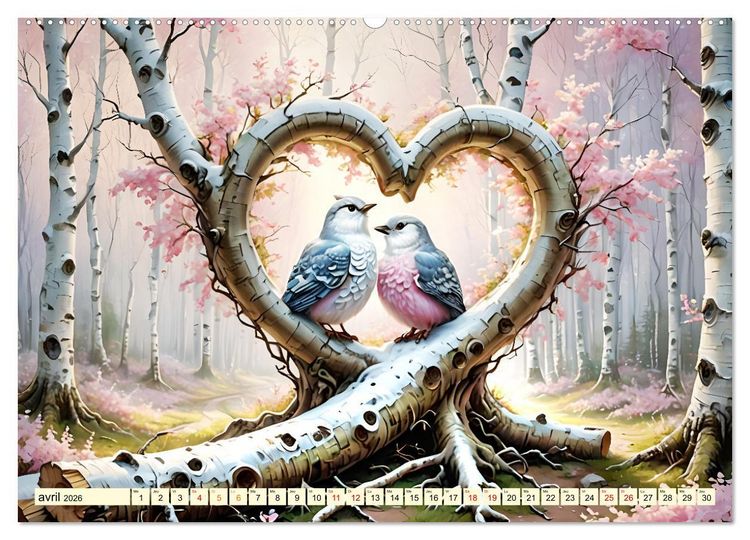 Produktbild: Bouleaux adorables (Calendrier mural 2026 DIN A2 vertical), CALVENDO calendrier mensuel
